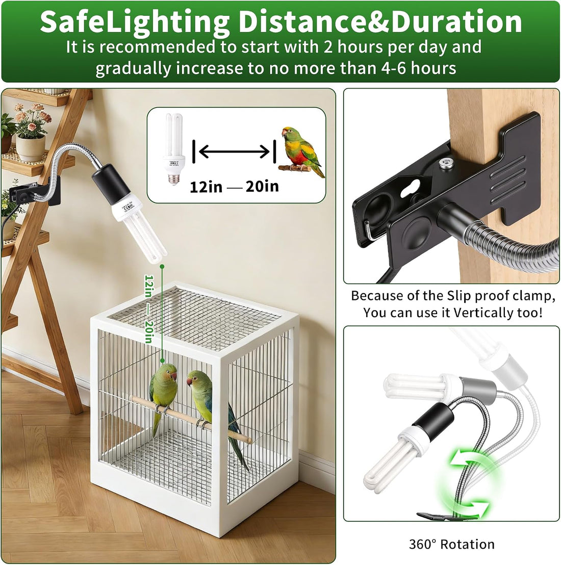 HarmonyHome Bird Cage UVB Light Combo Kit