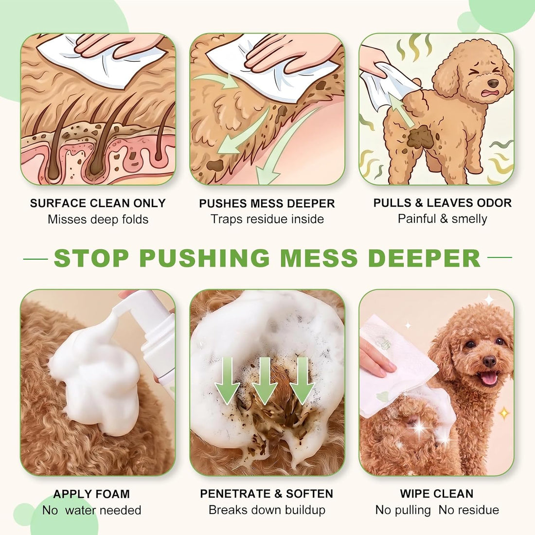 Oivolii Pet Anal Gland Cleaner & Dog Butt Wash Mousse