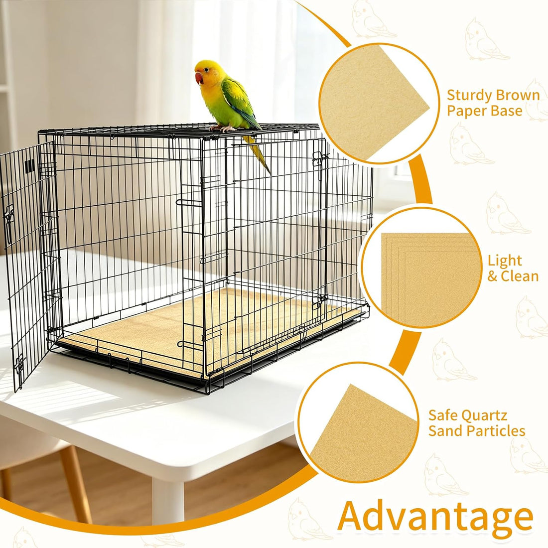 50 Pack Gravel Liner Calcium Paper for Bird Cage