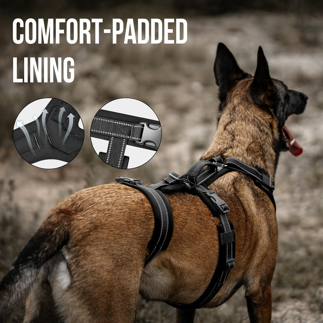 OneTigris Dog Harness No Pull Adjustable Tactical Harness with Soft