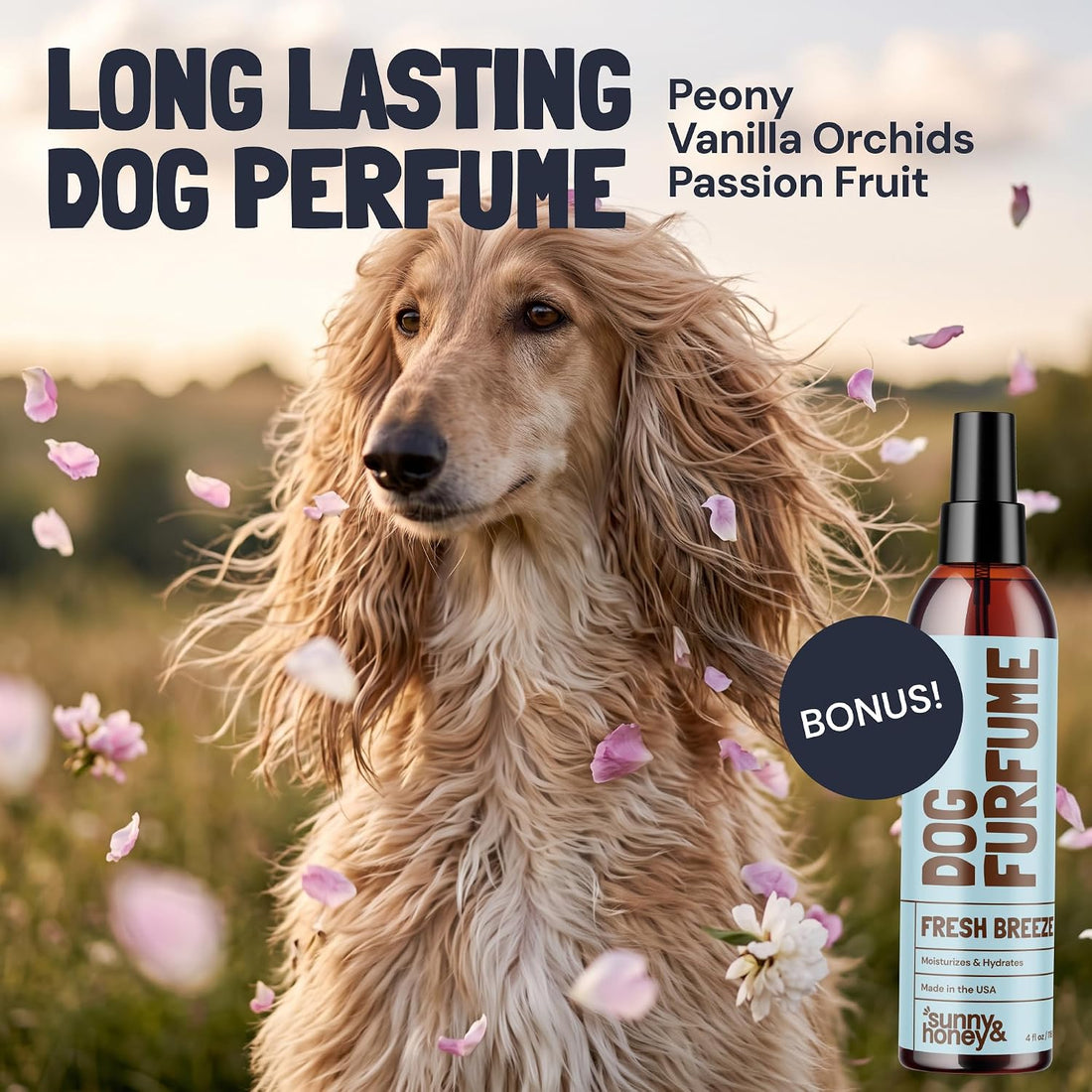 Detangling Dog Shampoo and Conditioner with Dog Perfume, Sunny & Honey