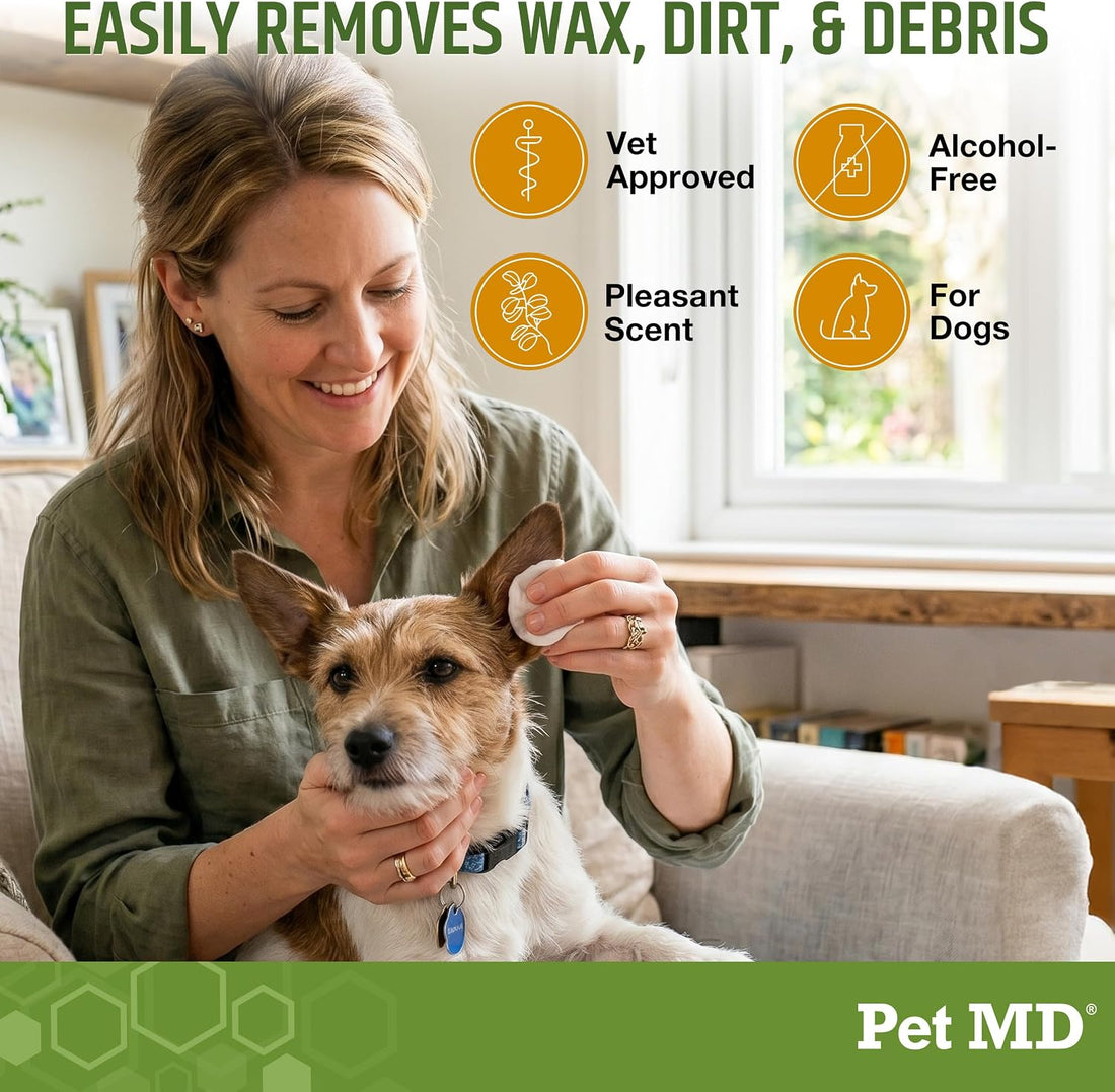 Pet MD Dog Ear Cleaning Wipes – Otic Cleanser for Dogs
