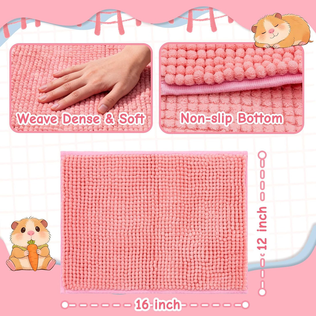 Guinea Pig Cage Liner, 4 PCS Washable Guinea Pig Bedding Fleece Mat