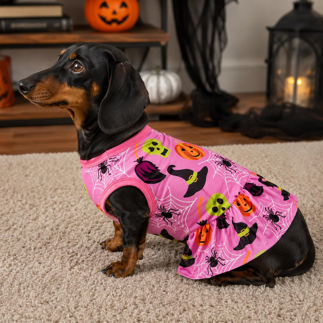 2PCS Halloween Dog Dresses for Medium Dogs Skirts Sundress M
