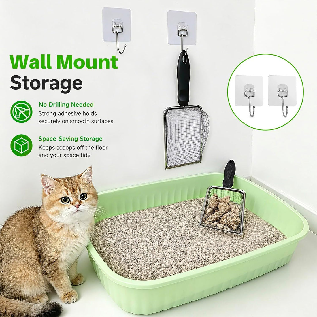 2 Pack Cat Litter Scoop with 3.8mm & 5mm Mesh