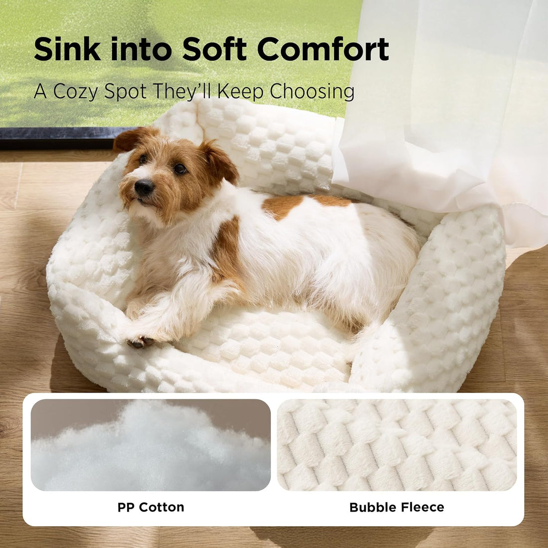 Bedsure Washable Fluffy Cute Dog Beds for Small & Medium Dogs, 25in