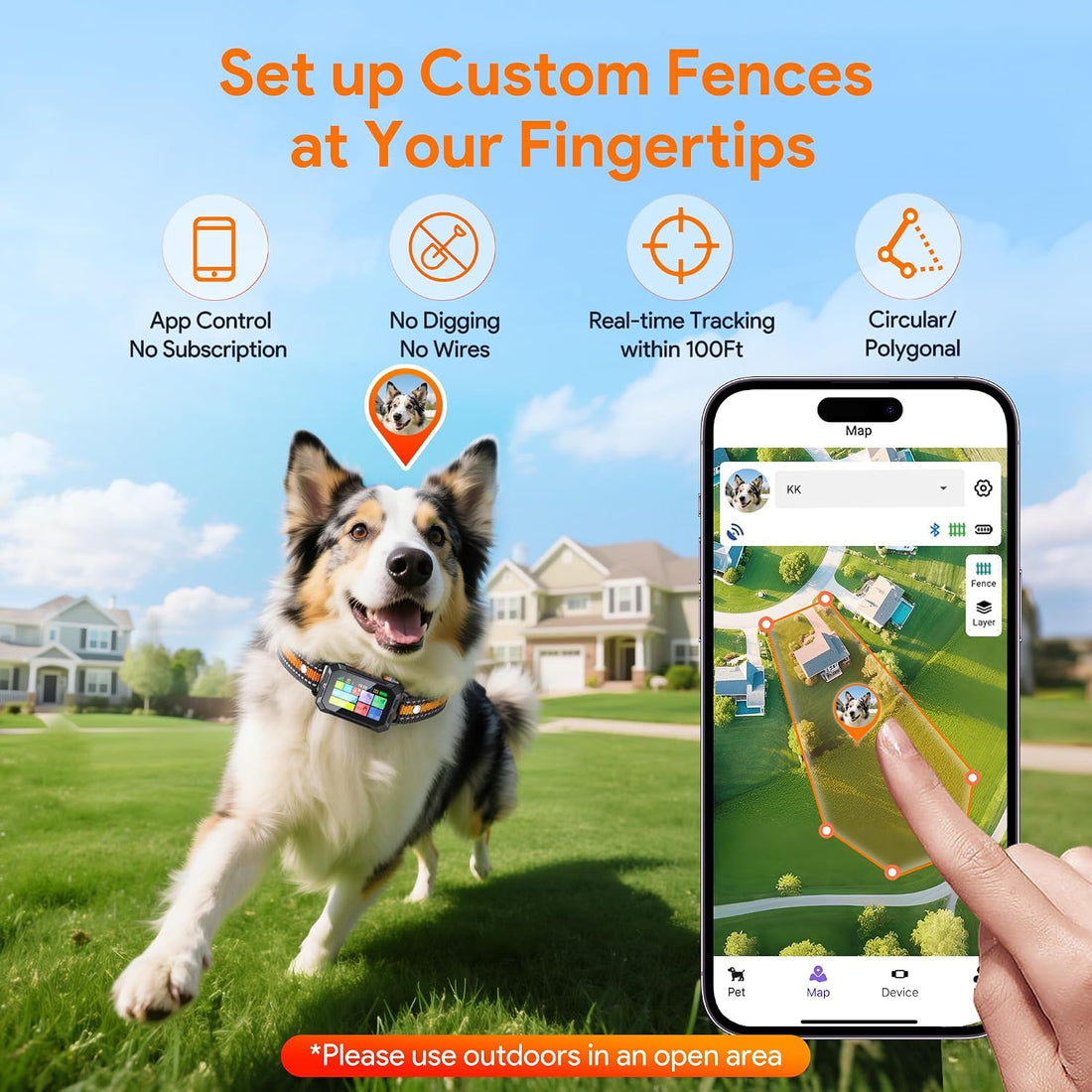 Meowant GPS Wireless Dog Fence &Training Collar with Remote
