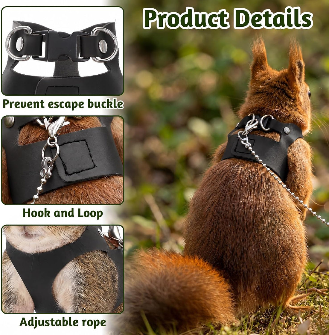 3 Pack Rat Ferret Squirrel Harness and Leash Set