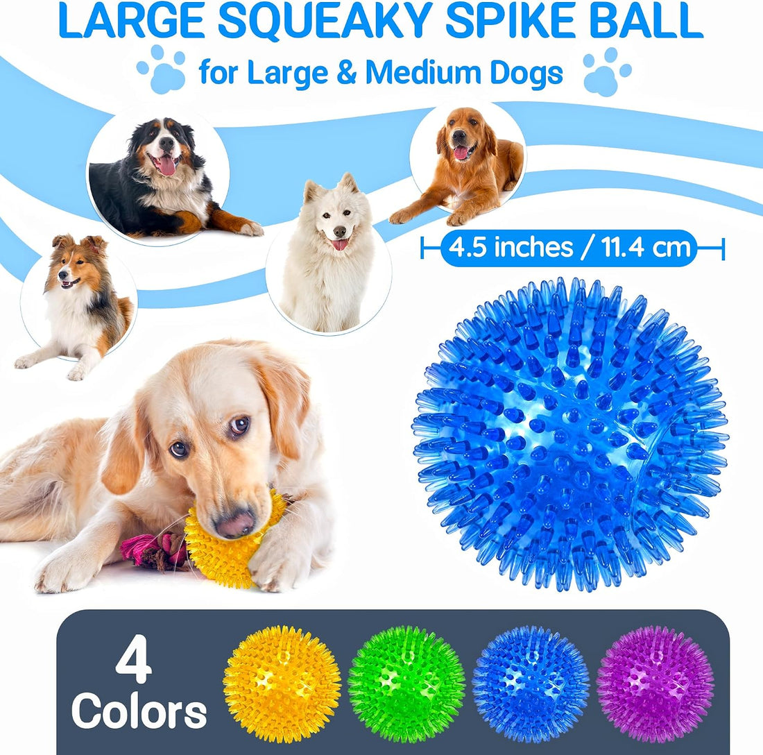 LECHONG 4-Pack Large Squeaky Dog Balls