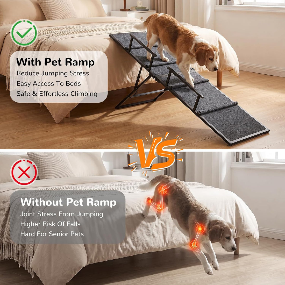 Dog Ramp for Bed Couch, 63" Long Foldable Pet Ramp for Small to Large