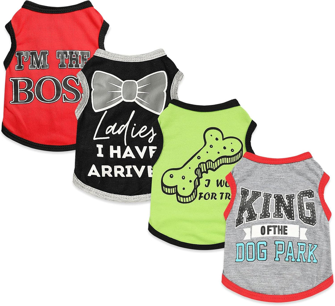 4 Pieces Dog Clothes for Small Dogs Boy Dog Shirt Puppy Clothes