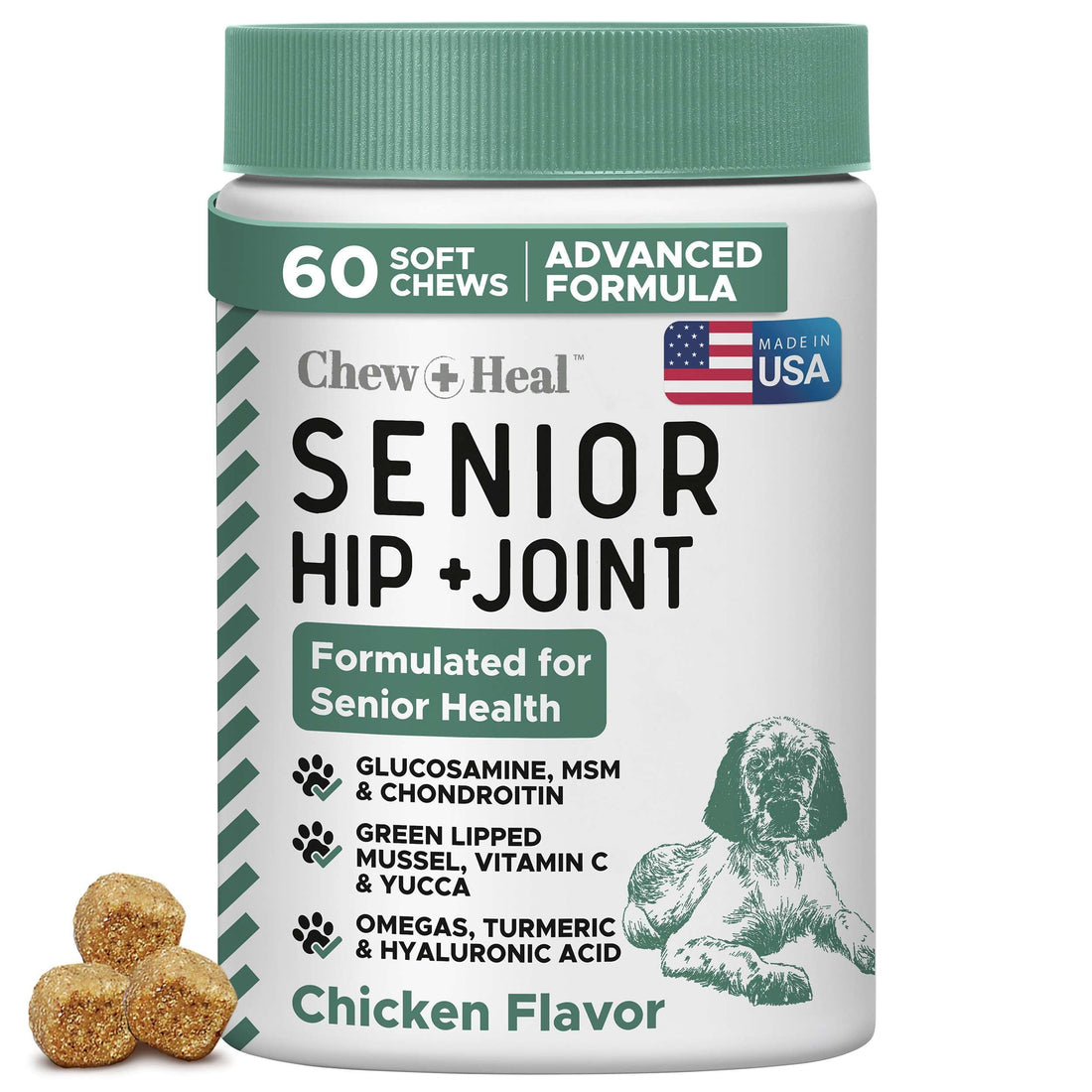 Chew + Heal Labs Glucosamine for Dogs Hip and Joint Supplement