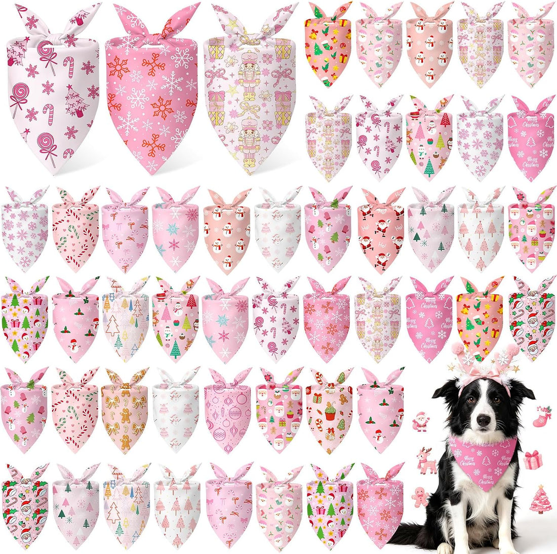 Abbylike 50 Pcs Halloween Dog Bandanas Bulk, Pumpkin Ghost Bat Skull