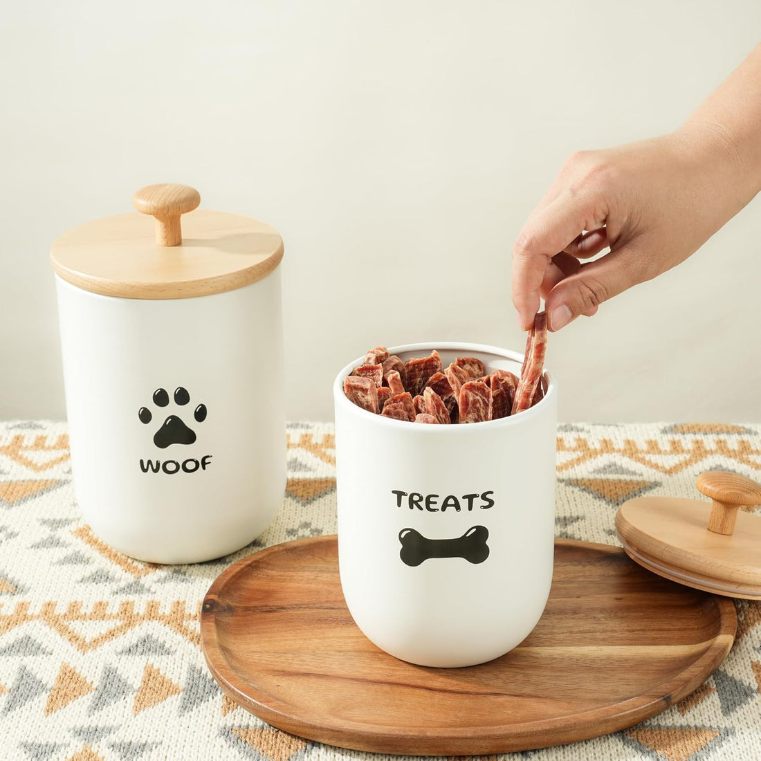 OTTENON Dog Treat Container Set of 2, Dog treat jar with Airtight Lid