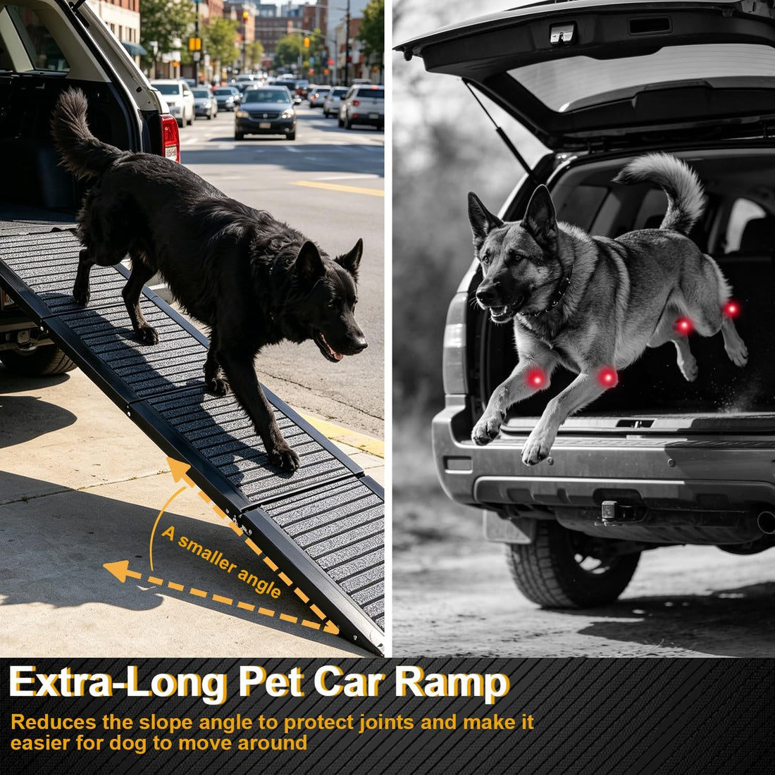 Dog Ramp for Car 79" L 17.3" W，Foldable Extra-Long Ramp