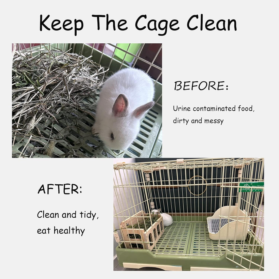 Rabbit Hay Feeder Wooden Hay Rack Guinea Pig Hay Holder Less Wasted