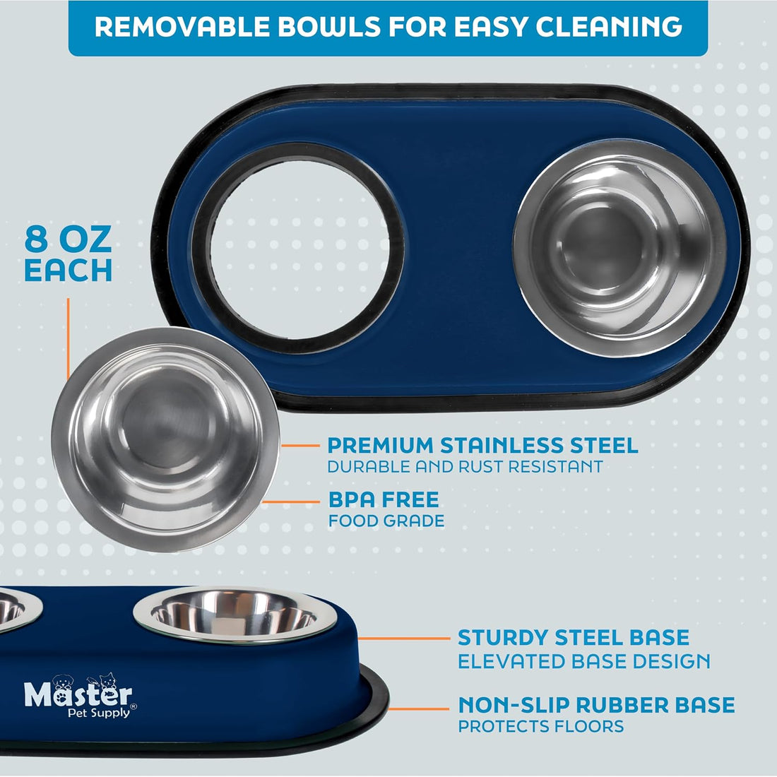 Master Pet Supply Double Dog Bowls Set with Elevated Base