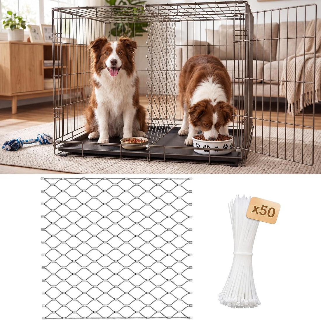 Dog Crate Divider for 42 Inch Crate, Stainless Steel Mesh