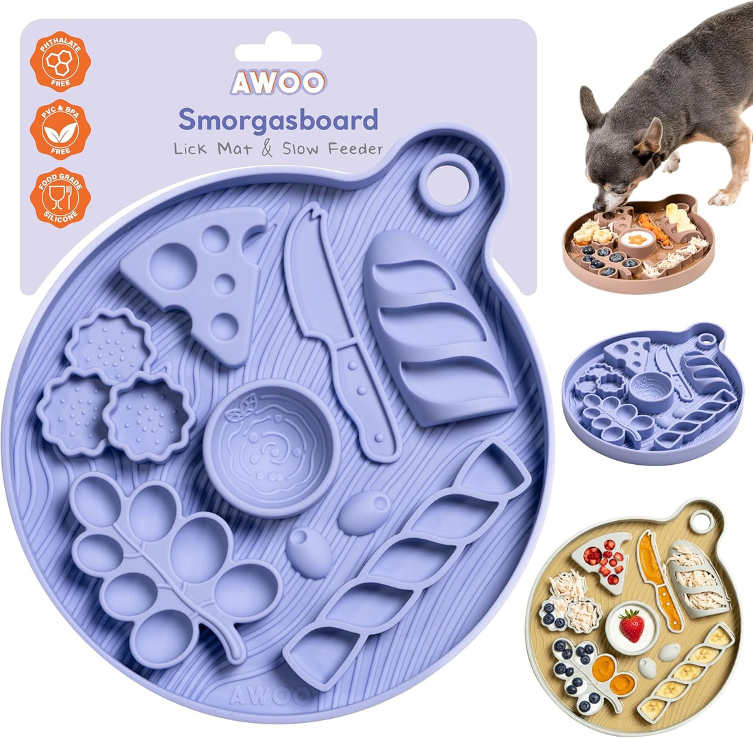 Silicone Dog Lick Mat & Slow Feeder with Suction Cups for Anxiety