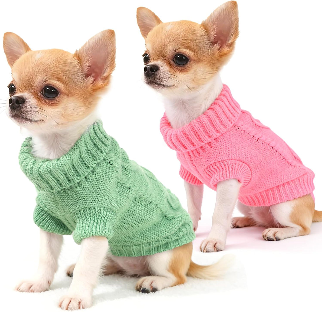 2 Pieces Puppy Sweater Dog Sweater for Small Dogs Winter Warm Dog