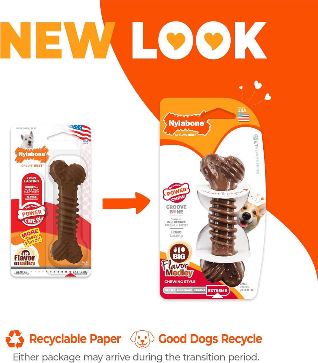 Nylabone Power Chew Groove Bone - Dog Toys for Aggressive Chewers