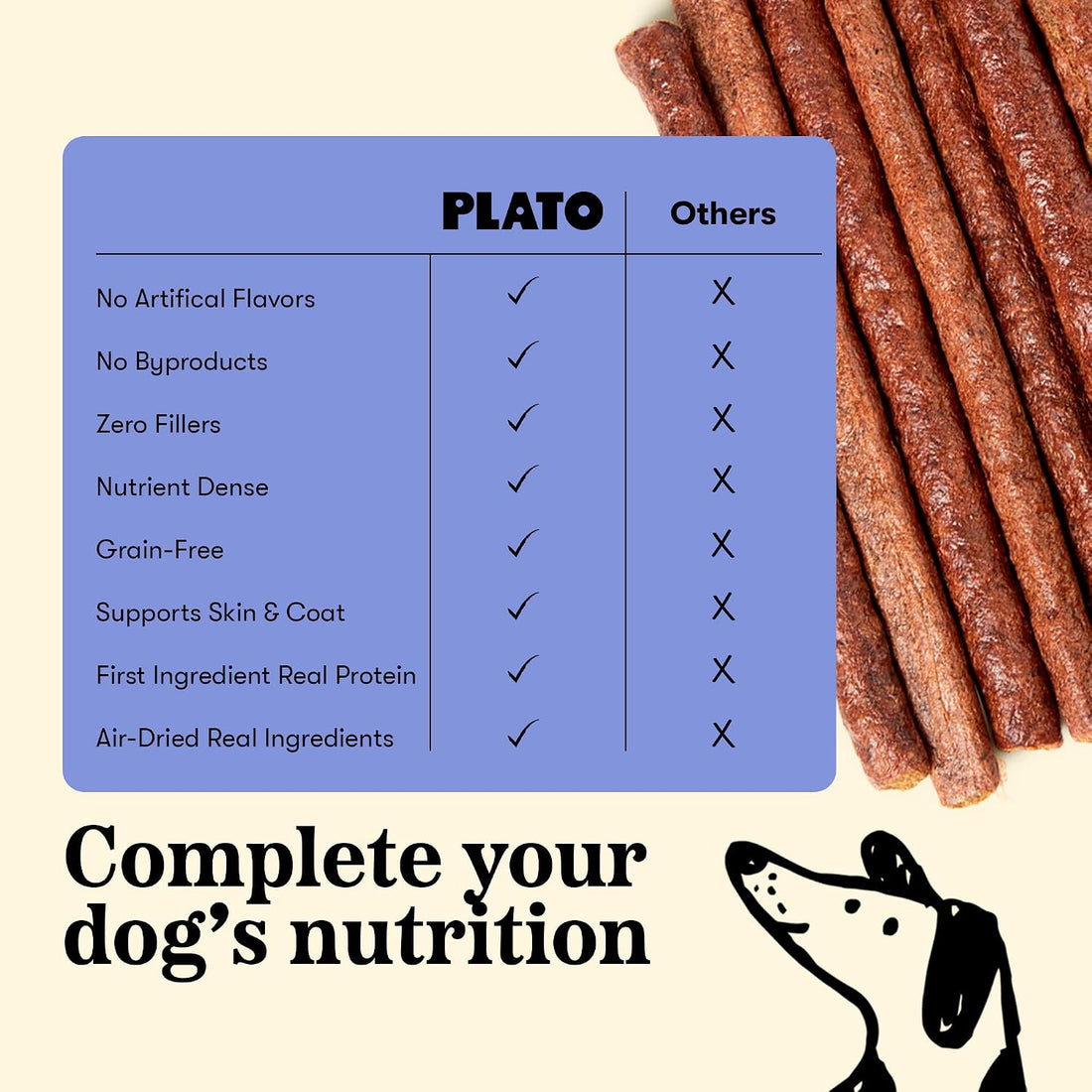 Plato Meat Sticks Salmon Dog Treats