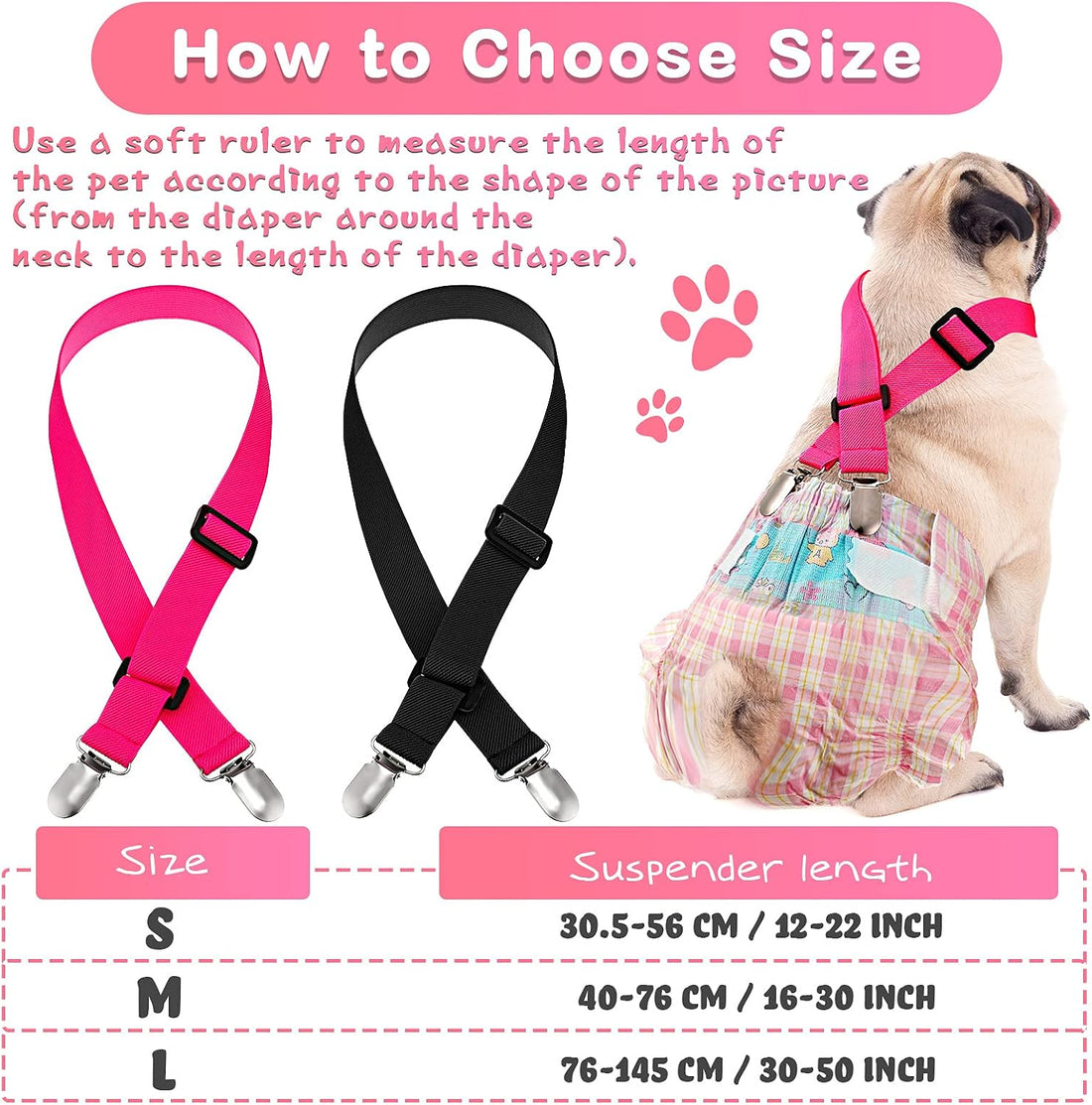 Nuanchu 2 Pcs Dog Suspenders for Diapers Female Male Pet Diaper