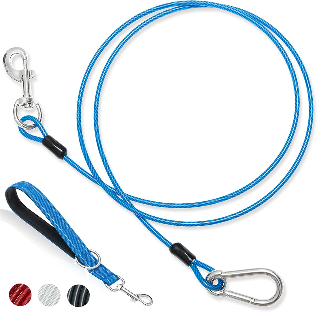 PAWNISAW Chew Proof Dog Leash, 5 FT Dog Tie Out Cable Lead with Handle