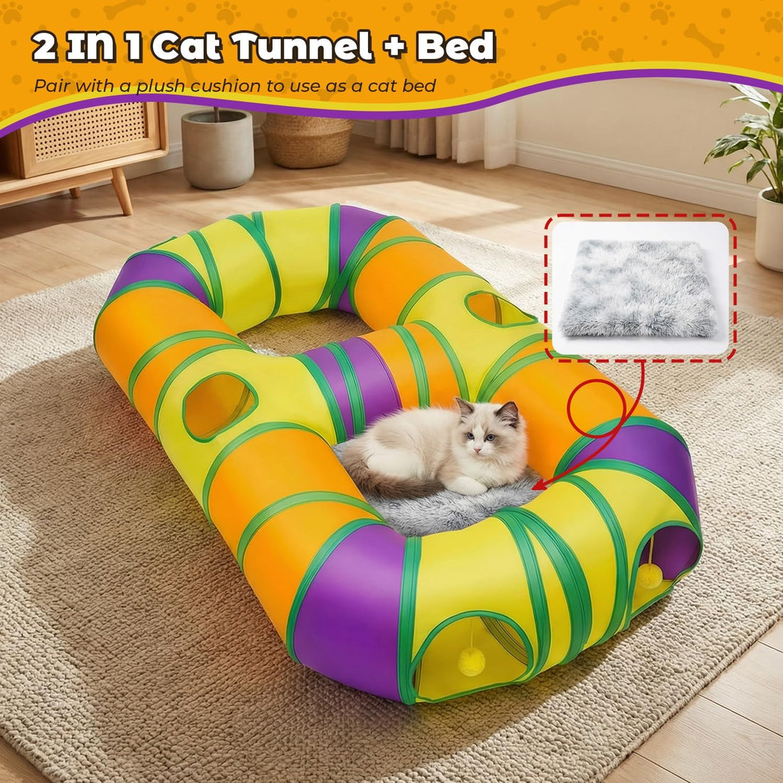 Cat Tunnel for Indoor Cats 8-Shaped
