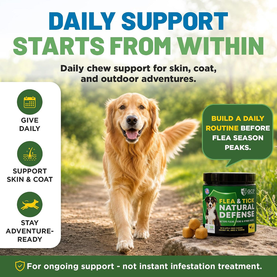 Guardian’s Choice Flea Chews for Dogs, Pet Flea Chewable, 100 Count