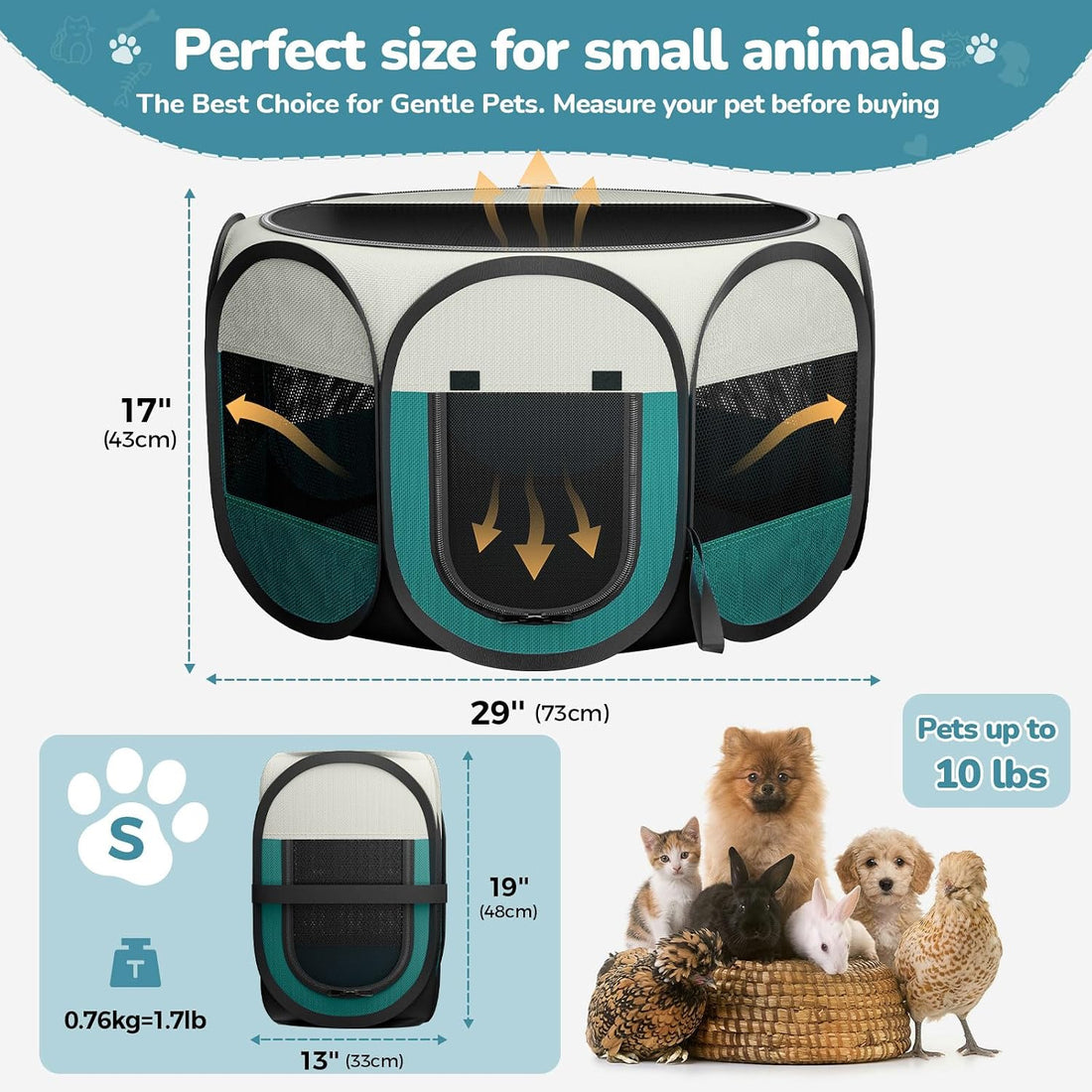 Portable Foldable Pet Playpen for Cats with Carrying Case
