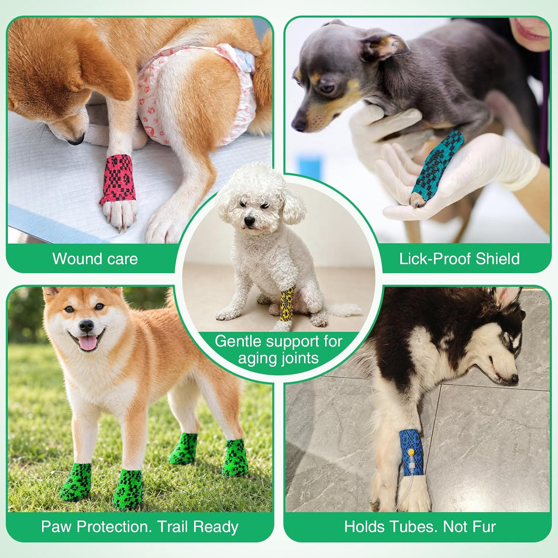 No Chew 2 inch Vet Wraps for Dogs 9 Rolls