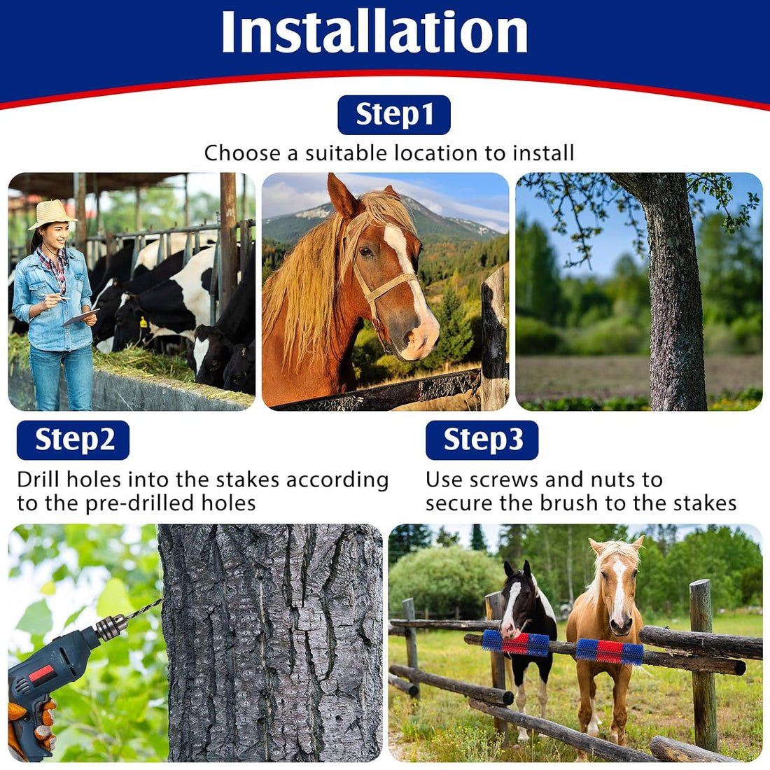3 Pack Livestock Scratching Brush