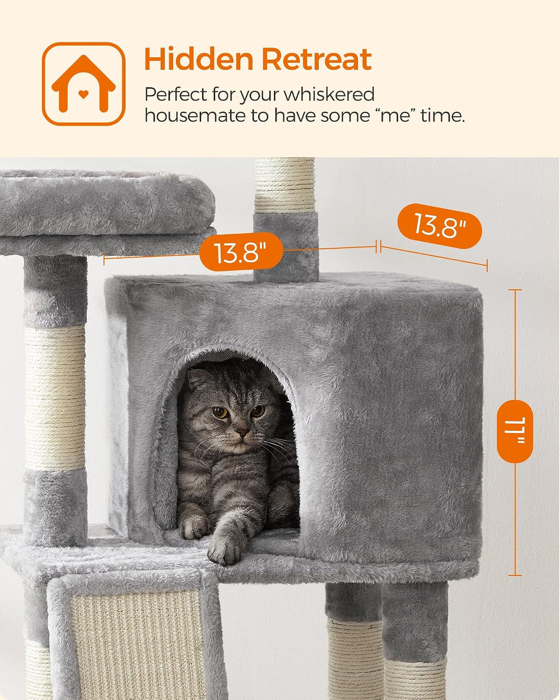 Feandrea Cat Tree, 45.3-Inch Cat Tower