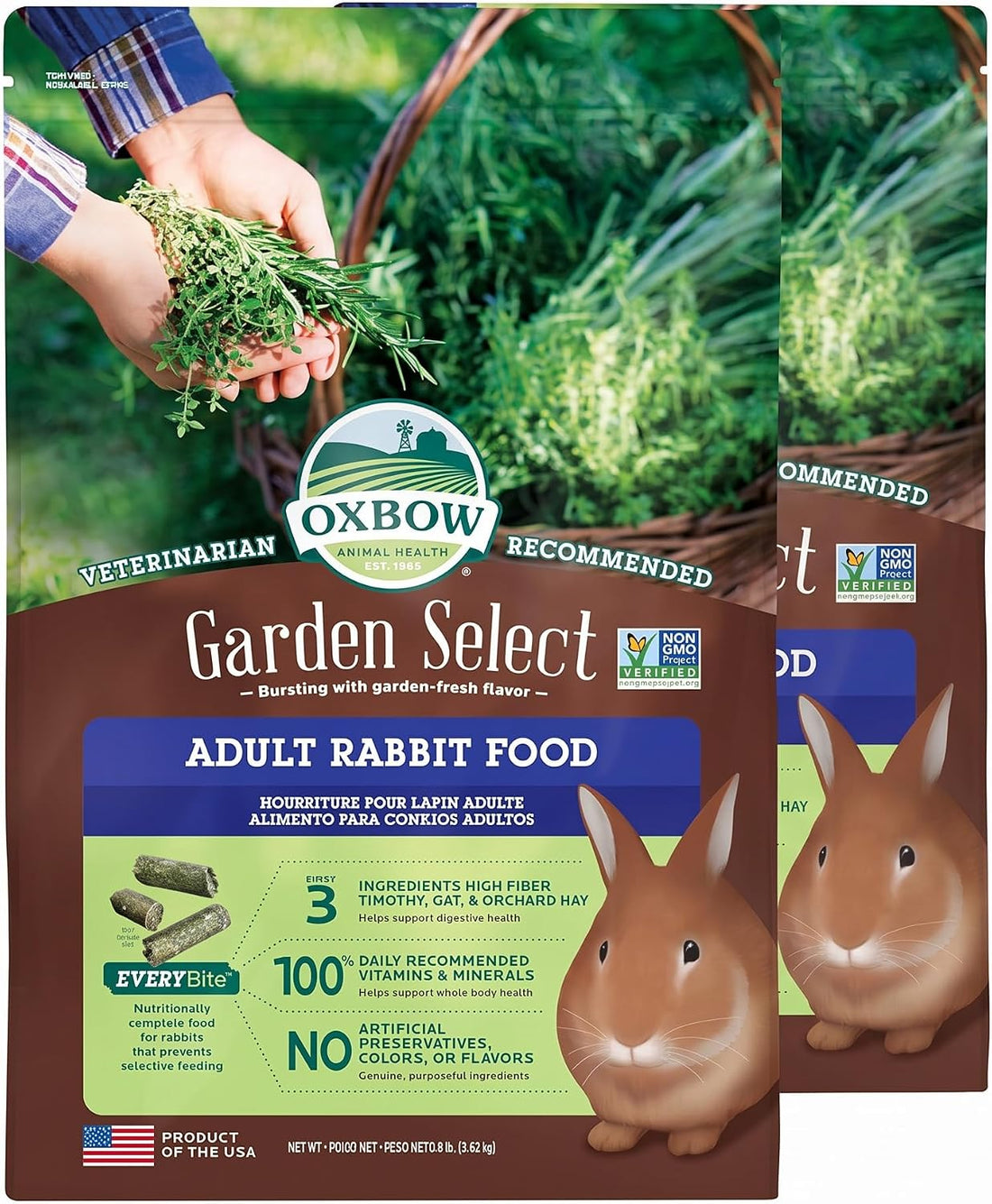 Oxbow Garden Select Adult Rabbit Food, High-Fiber Rabbit Pellets, USA