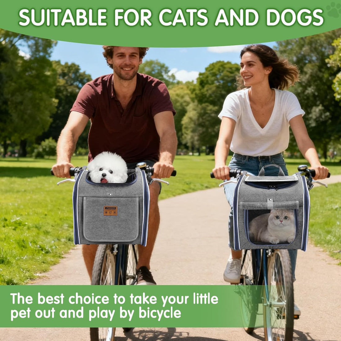 Dog Bike Basket with Internal Storage Pocket, Dog Basket for Bike