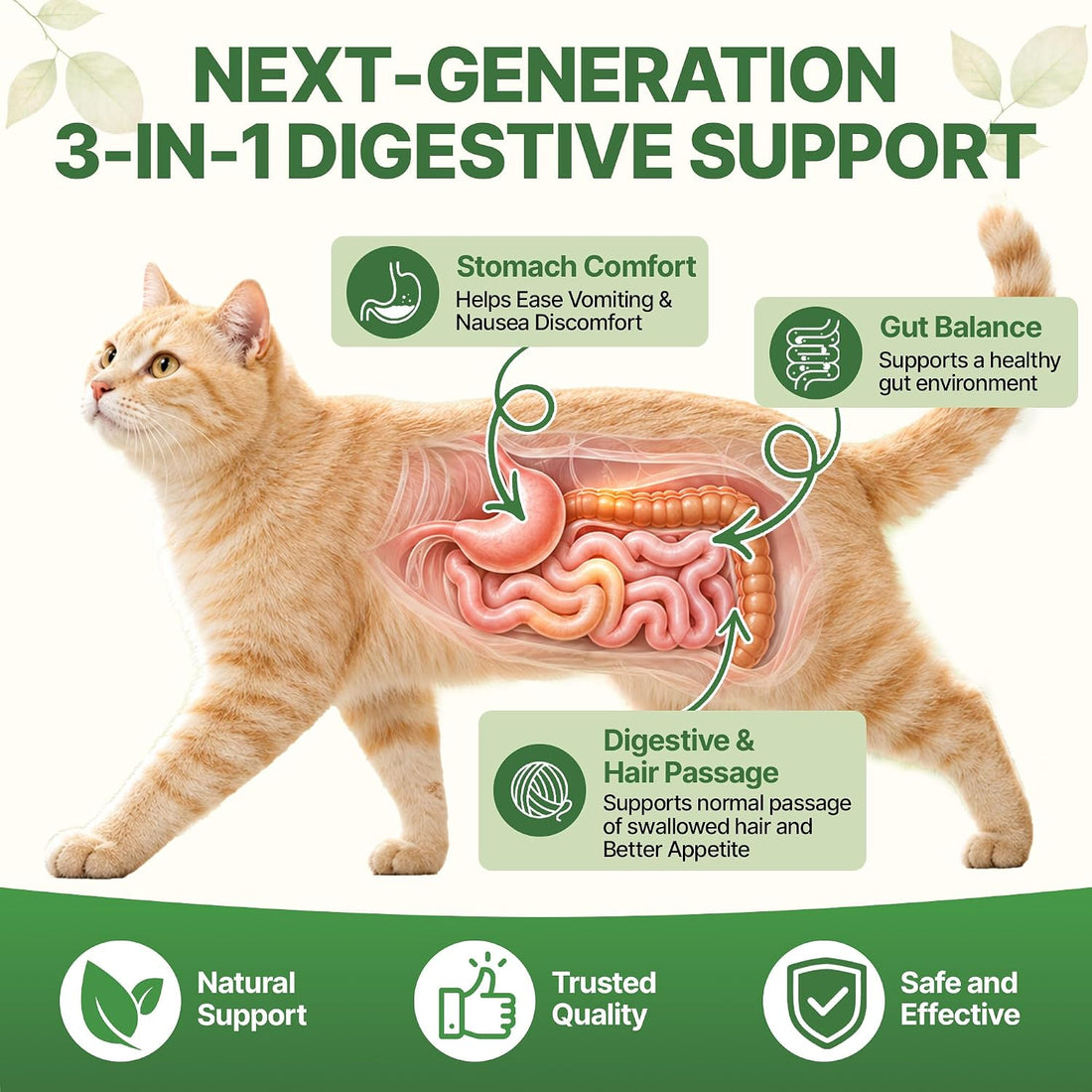 Vomit Remedy & Anti Nausea for Cats,with Probiotics&Herbs for Upset