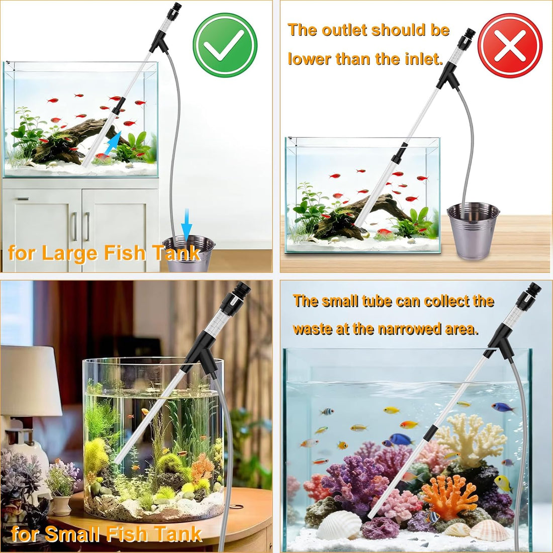 Carefree Fish Aquarium Gravel Vacuum & Precision Suction Nozzle