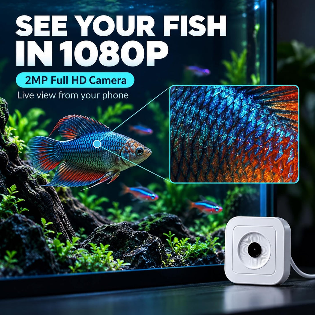 Automatic Fish Feeder with 1080P Camera
