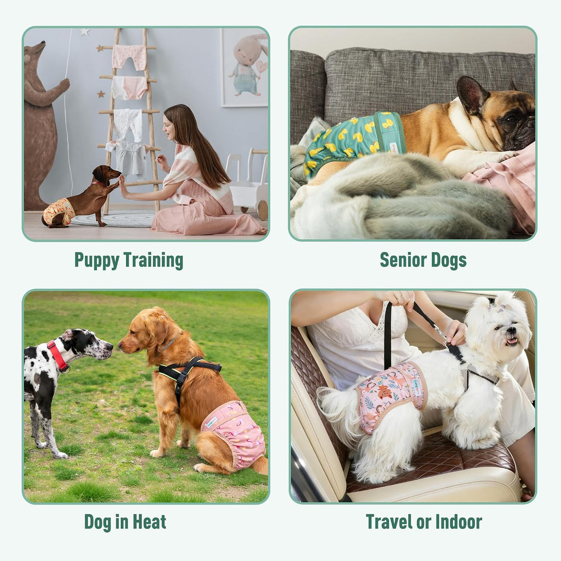 Langsprit Female Dog Diapers for Doggie Puppy,Reusable Dog Period
