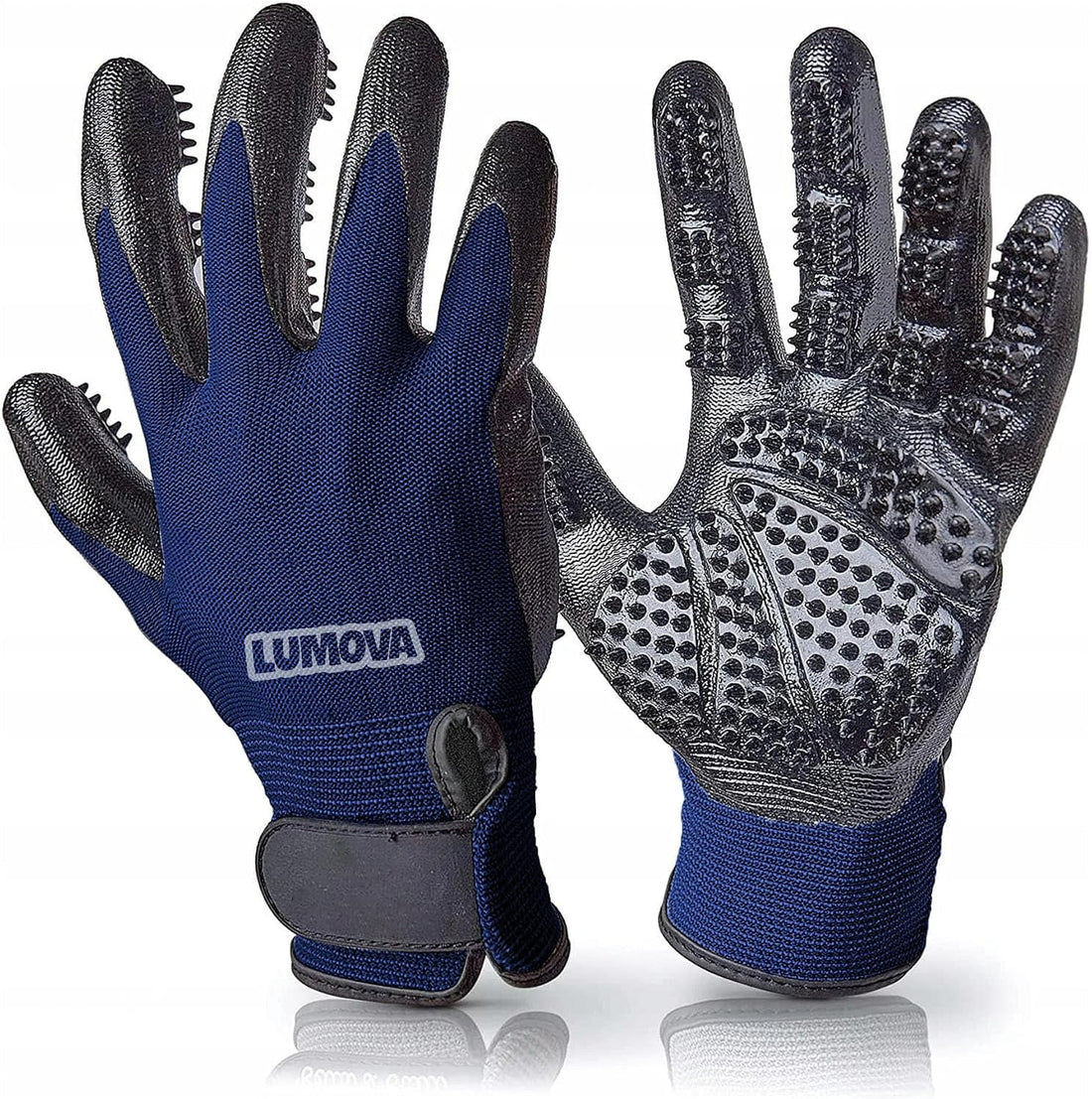 Pet Grooming Glove – Patented Rubber-Massage Shedding Bath & Hair