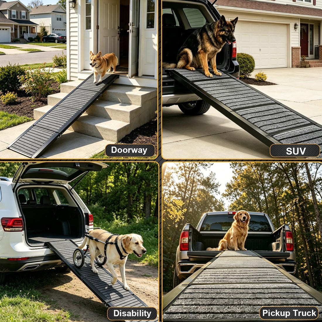 Dog Ramp for Car 79" L 17.3" W，Foldable Extra-Long Ramp