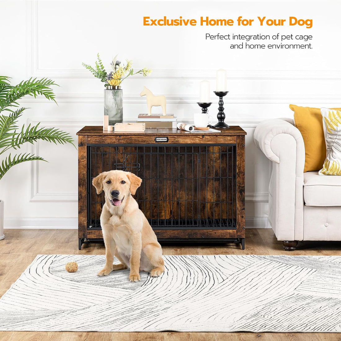 HOOBRO Dog Crate Furniture, 38.6" Large Dog Kennel Indoor