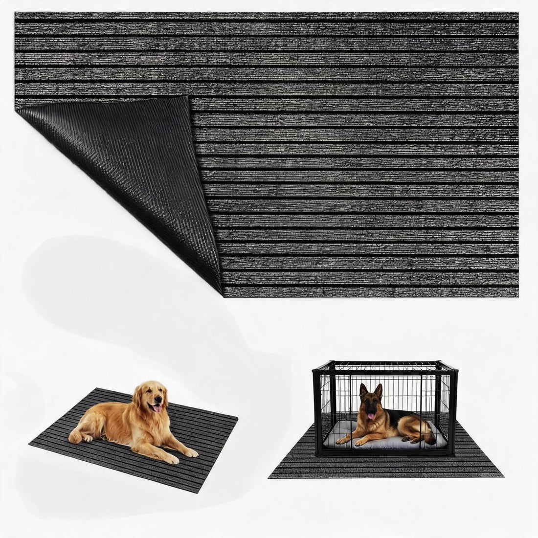 Aethycovi Dog Crate Mat, 47"x32" Striped Design Extra Thick Pet Mats