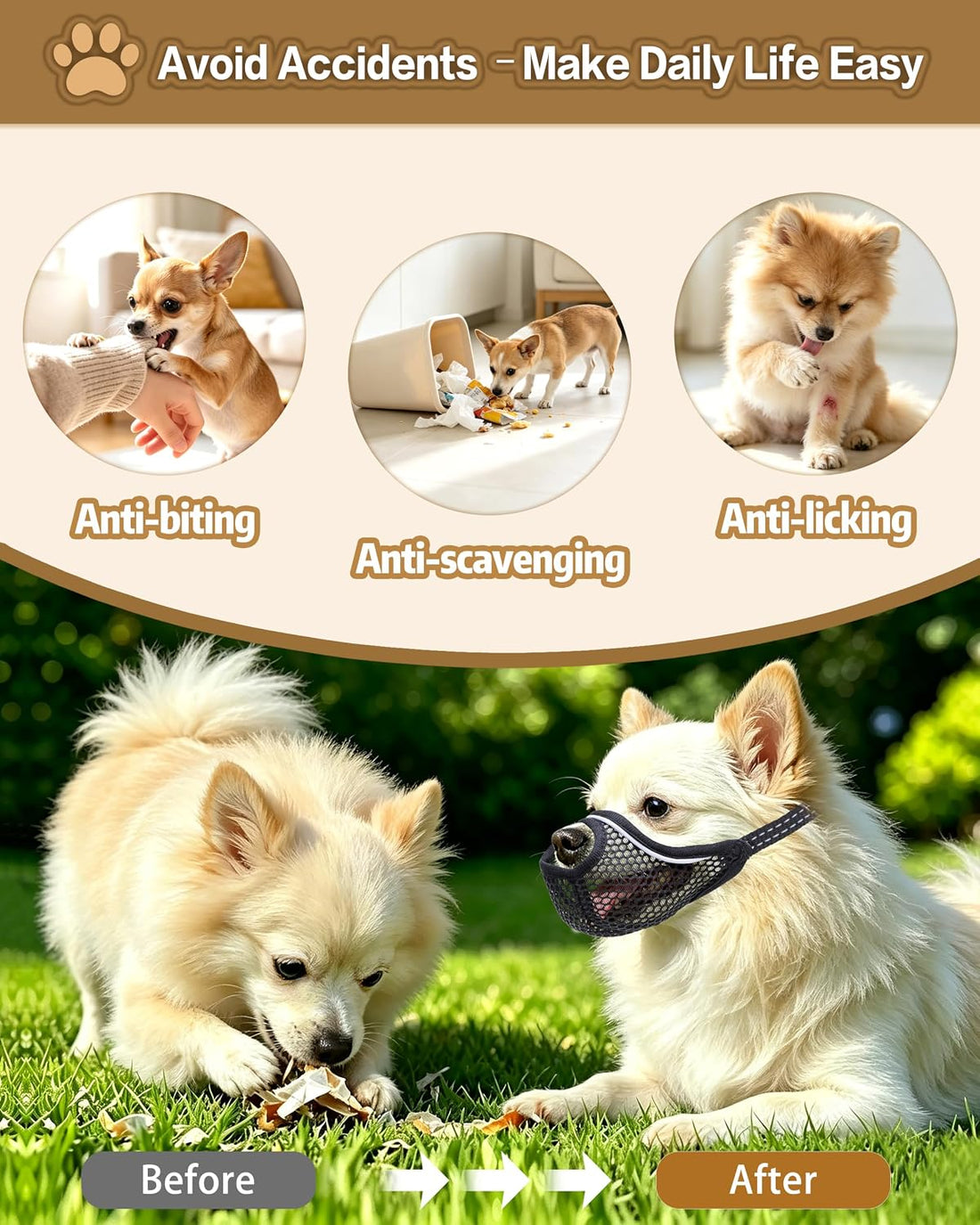 Soft Mesh Dog Muzzle for Short Snout Extra Small Dogs Anti-bite