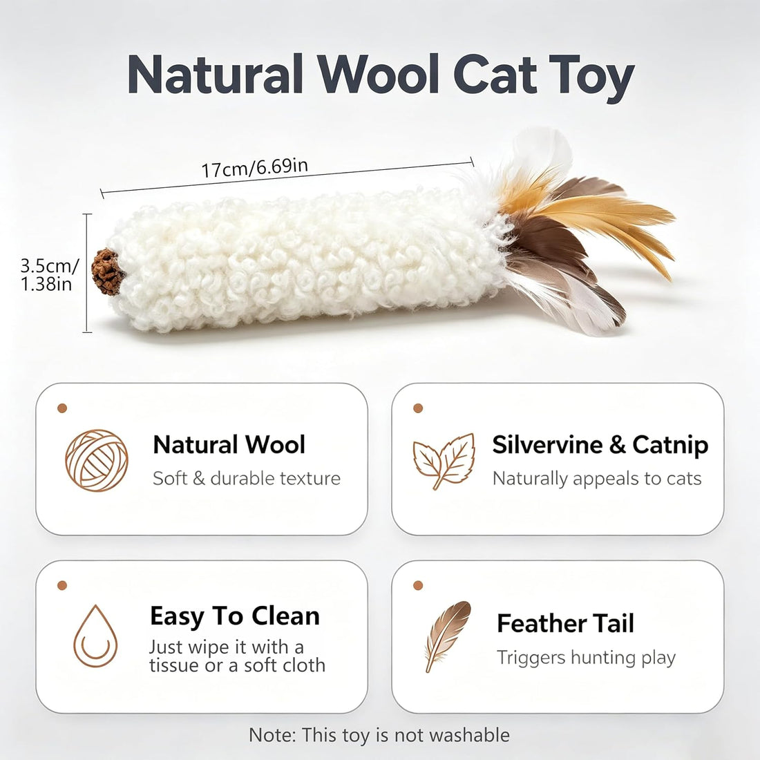 3‑Pack Wool Kicker Cat Toys with Catnip & Silvervine Gall Fruit