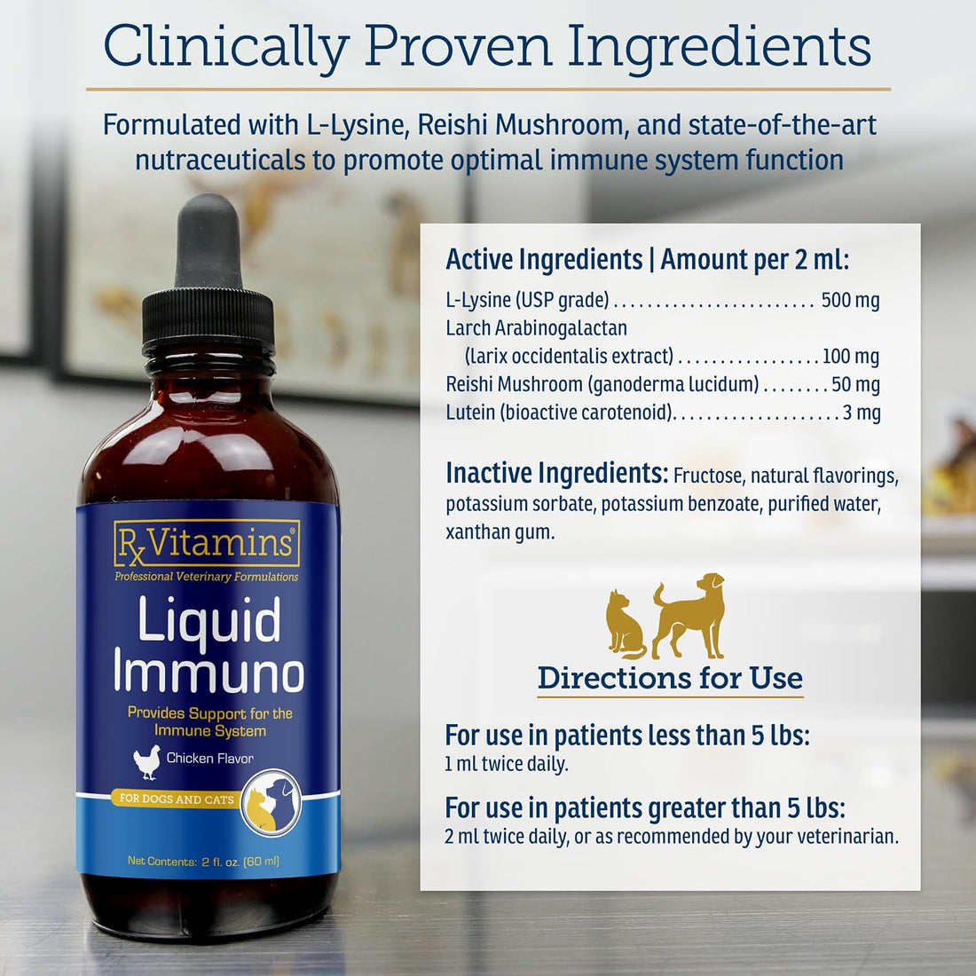 Rx Vitamins Liquid Immuno - Immune Support for Dogs and Cats - 2oz