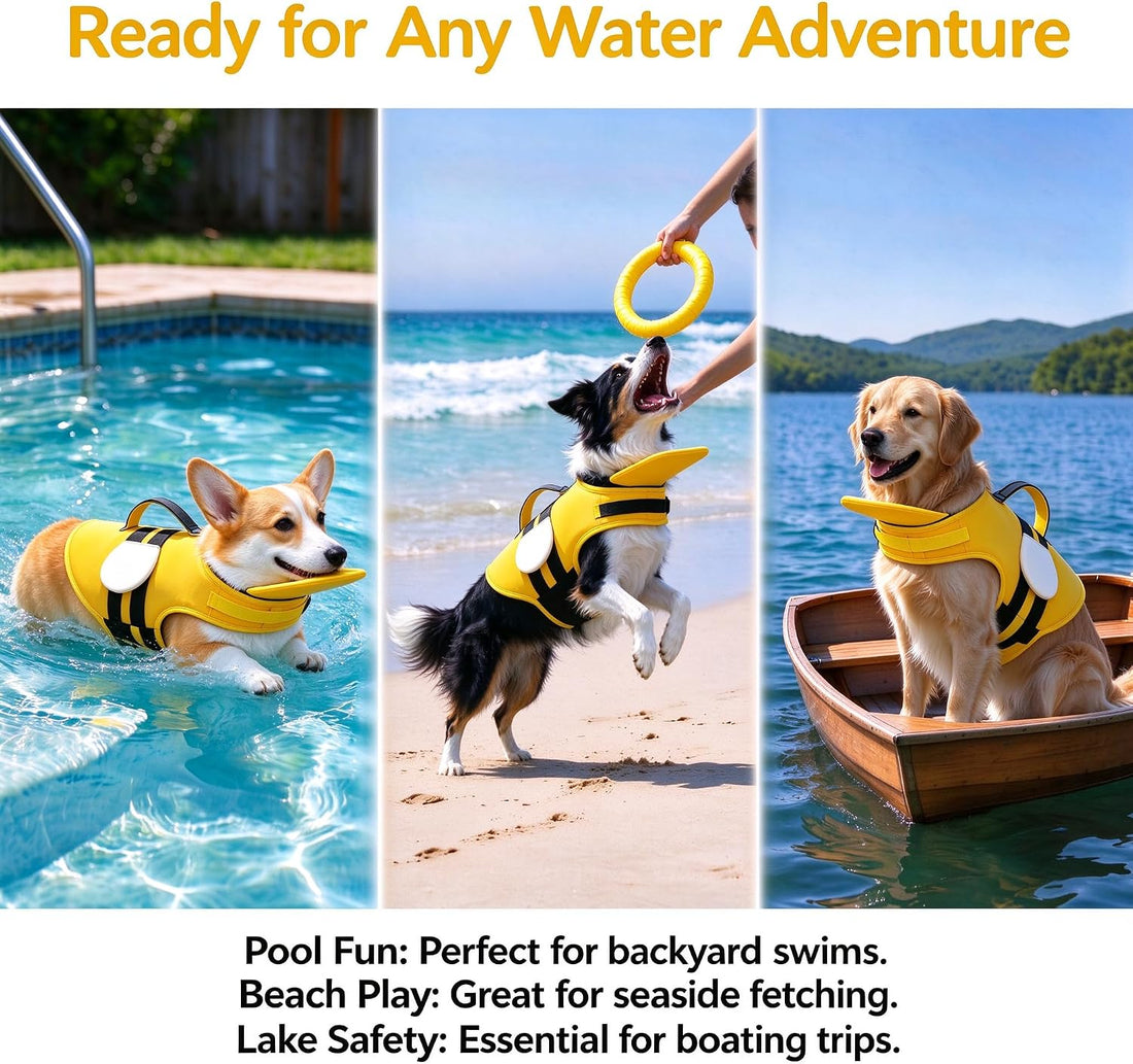 Dog Life Jacket with Chin Float & Toy