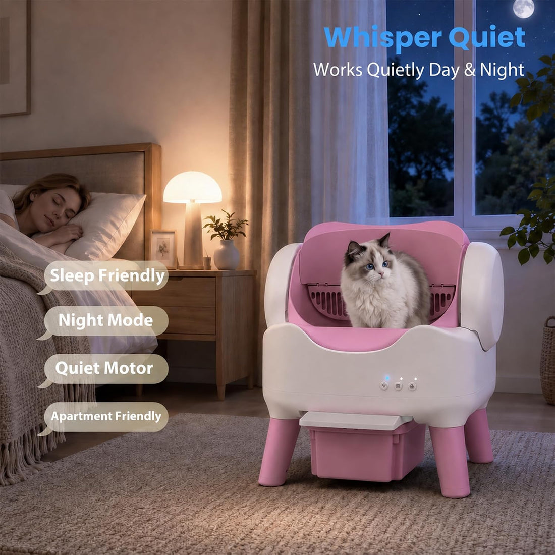 RPZ Self Cleaning Litter Box with APP, Automatic Litter Box for Cats
