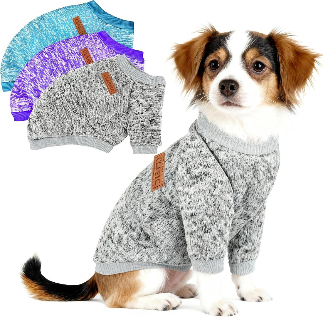 3 Pack Dog Sweaters for Small Dogs Soft Warm Winter Clothes for Puppy